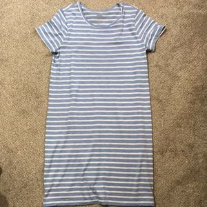 Blue and white striped T-shirt dress